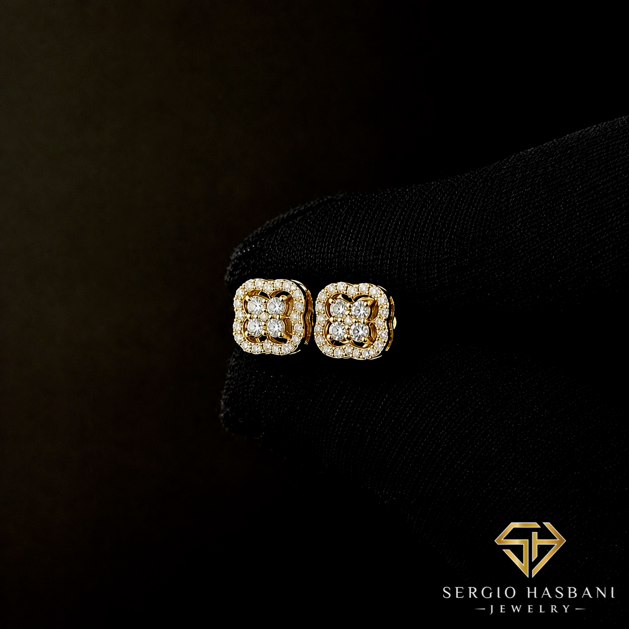 10K CLAV Diamond Earrings