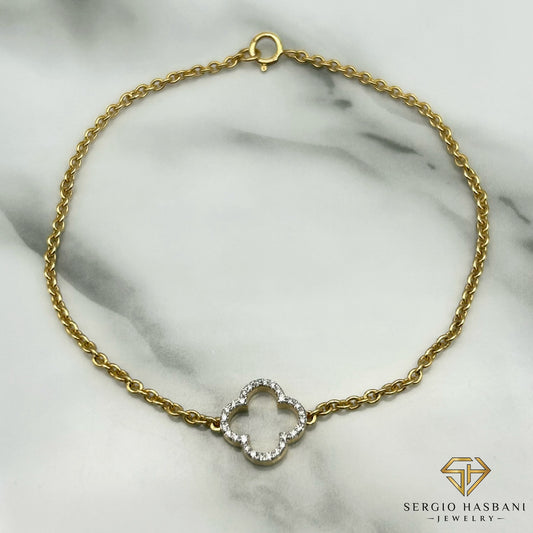 10K CLOVER Diamond Bracelet