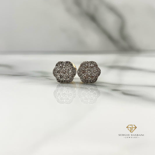 10K 0.50ct CLUSTER Diamond Earrings