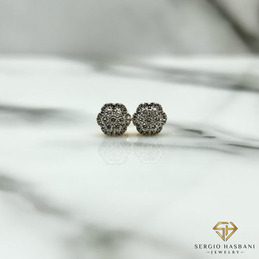 10K CLUSTER ROW2 Diamond Earrings