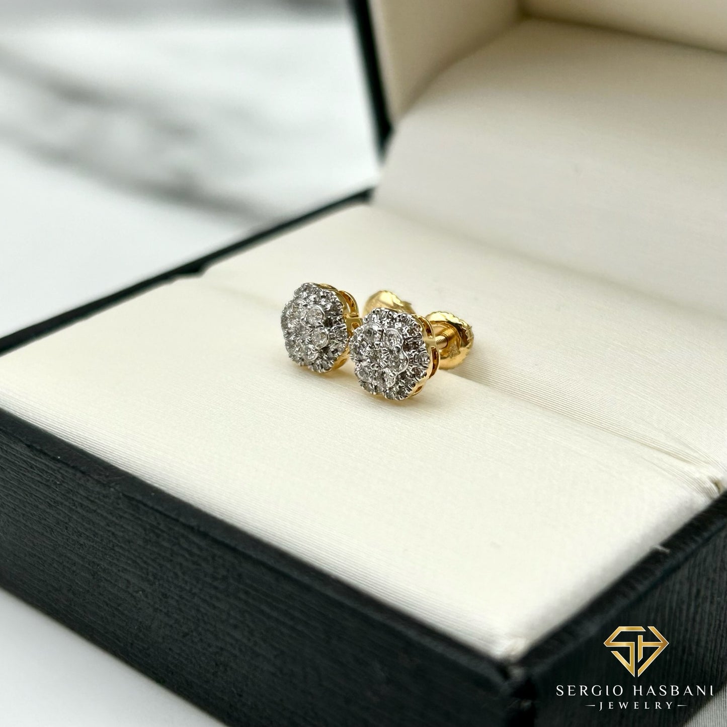 10K CLUSTER ROW2 Diamond Earrings