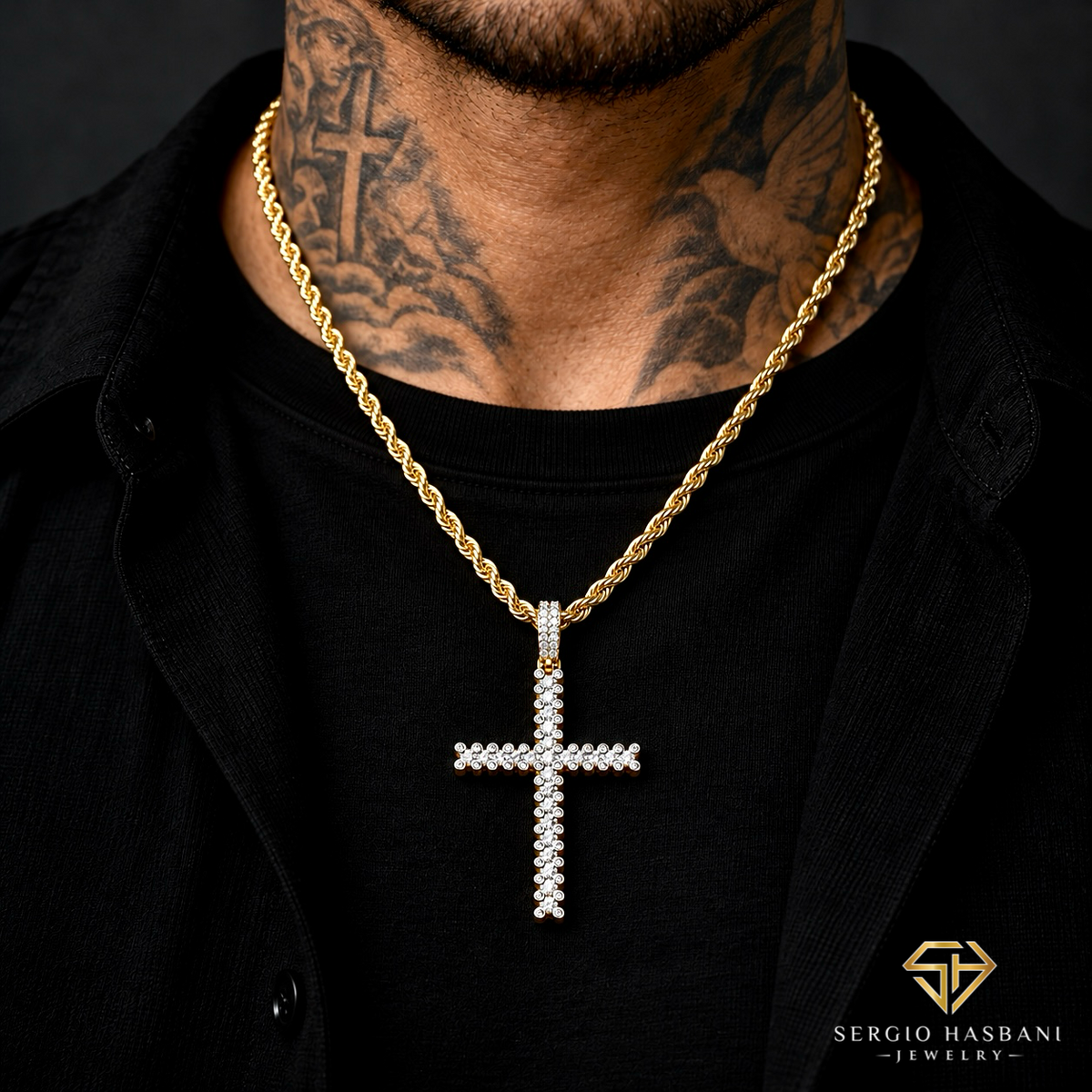 10K CROSS16 VVS Lab Diamond Pendant