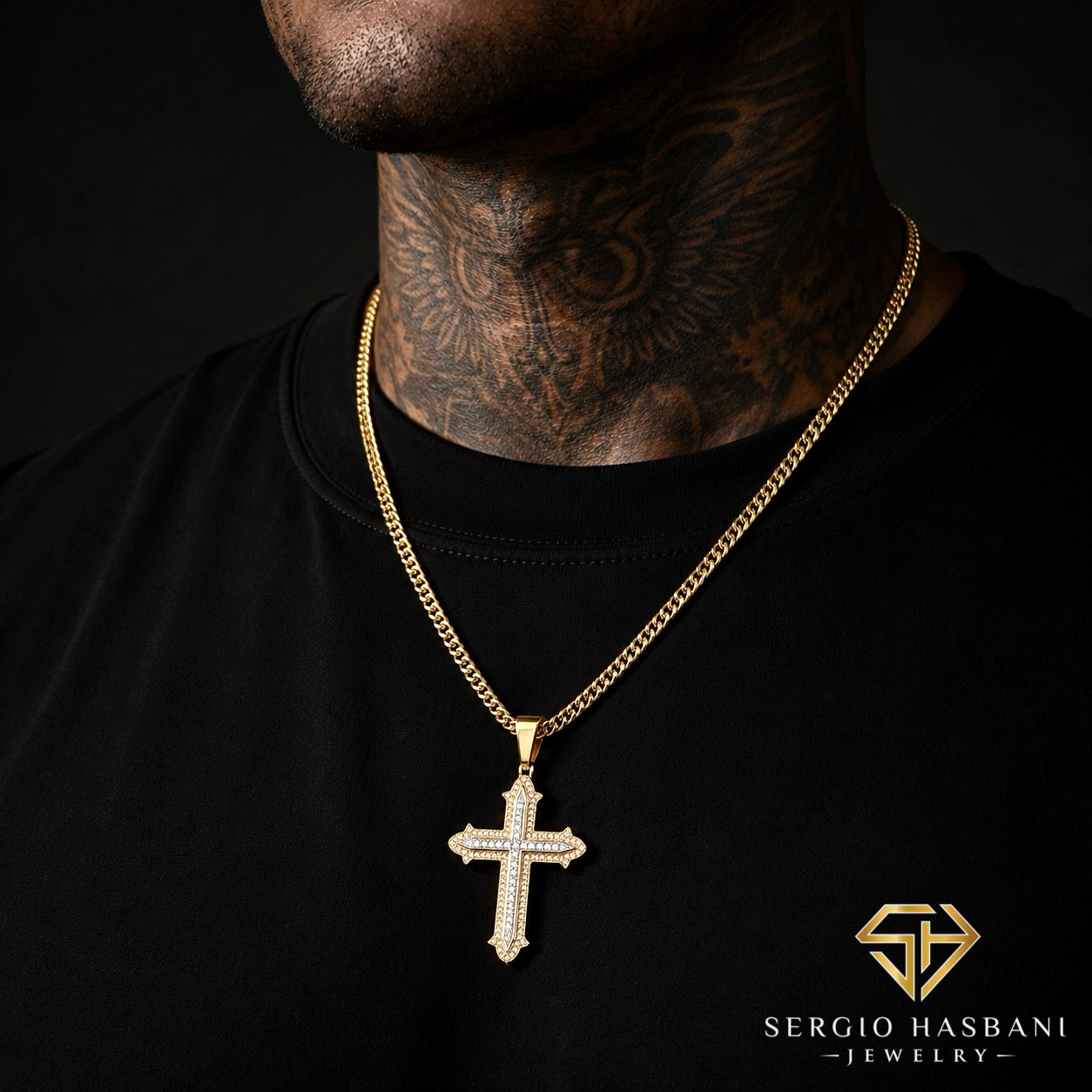10K CROSS5 Diamond Pendant