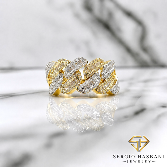 10K CUBAN2T Diamond Ring