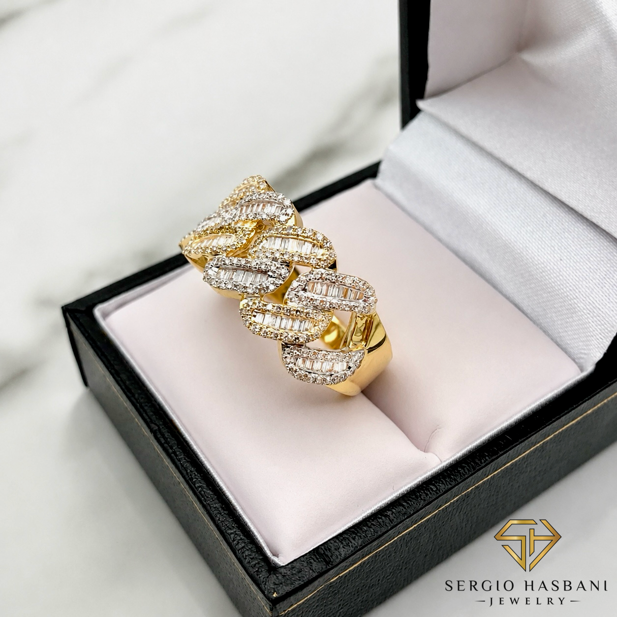 10K CUBAN2T Diamond Ring