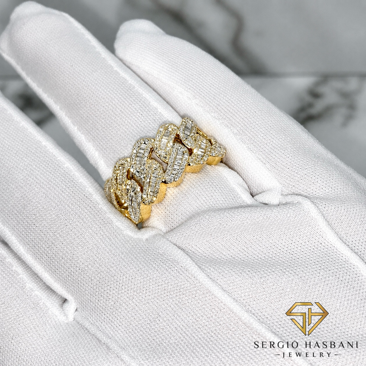 10K CUBAN2T Diamond Ring