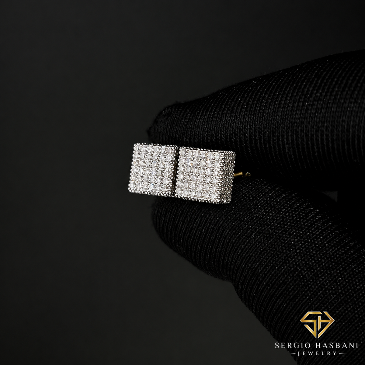10K CUBE Diamond Earrings