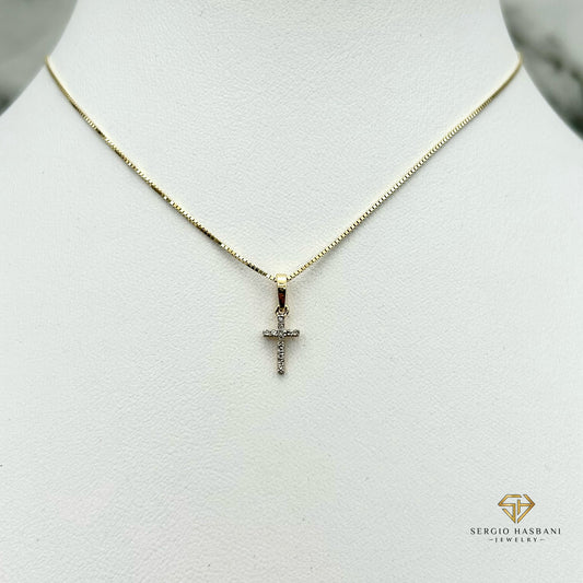 10K MINI Cross Diamond Necklace