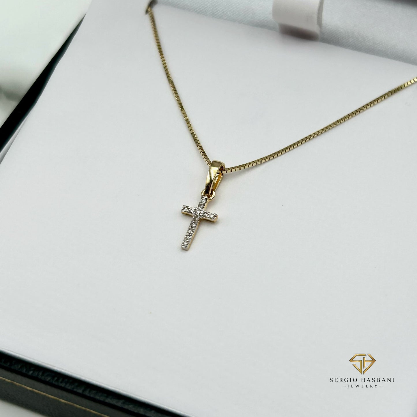 10K MINI Cross Diamond Necklace