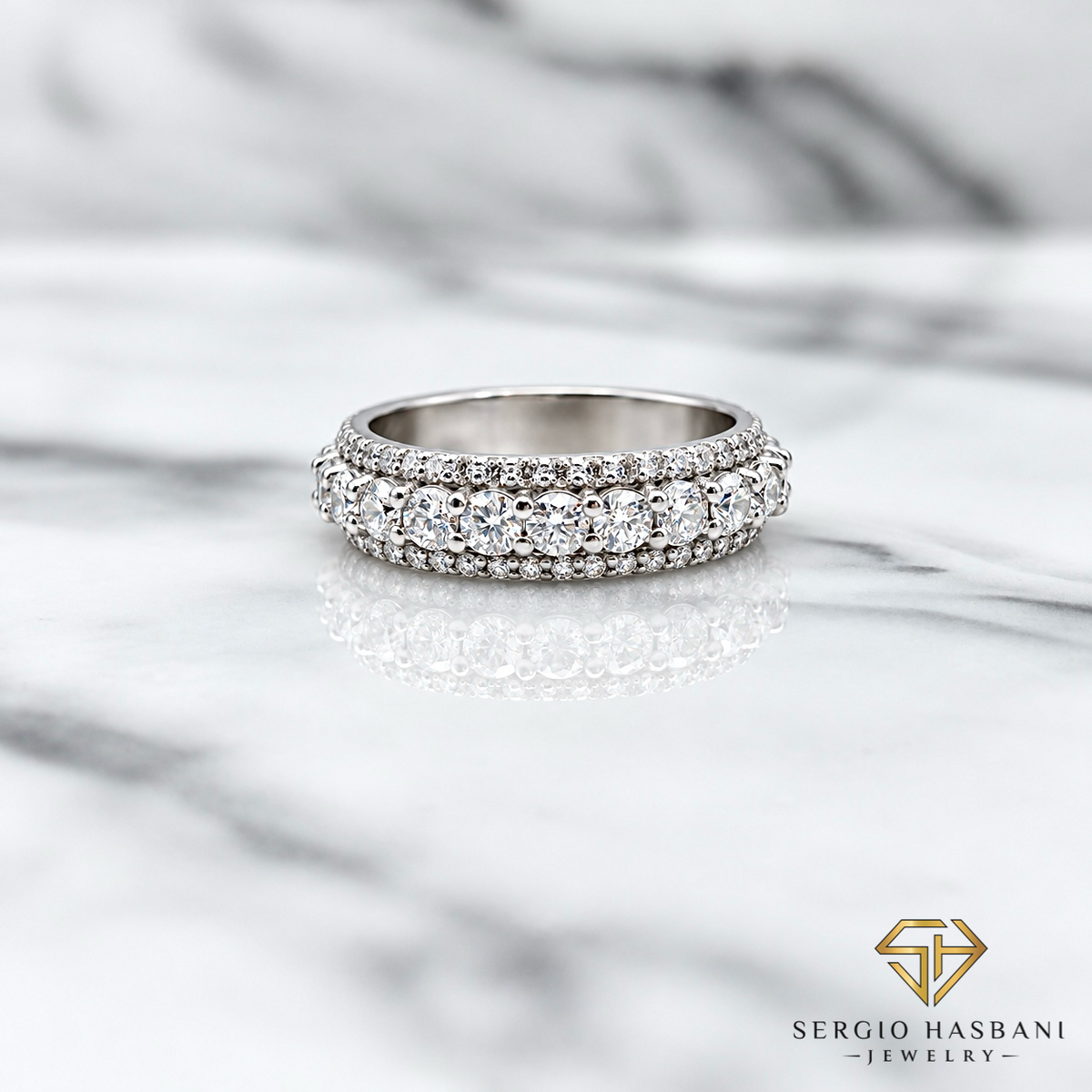 10K DABAND Solid VVS Lab Diamond Ring