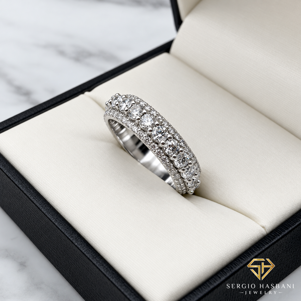 10K DABAND Solid VVS Lab Diamond Ring