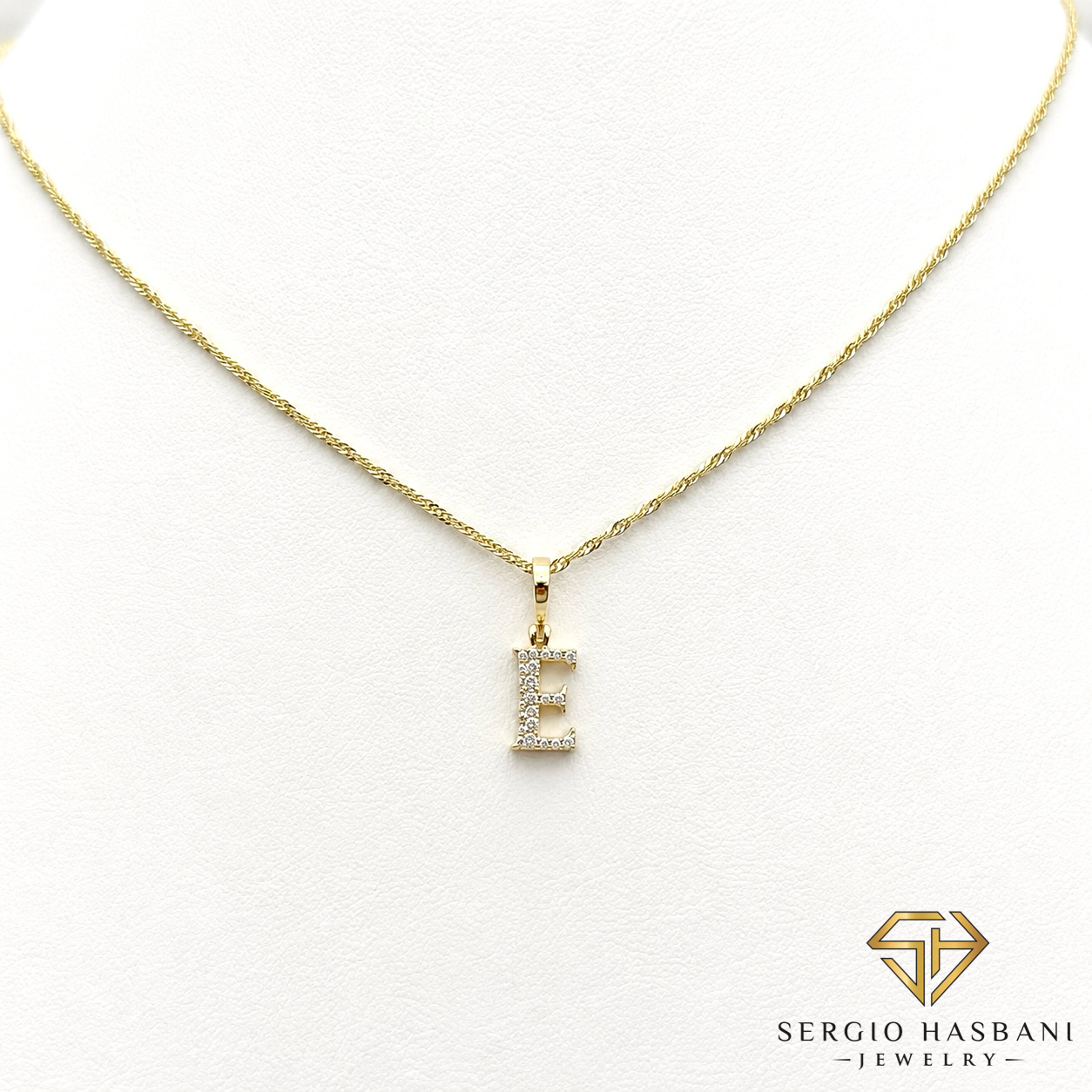 10K VVS Lab Diamond ''E'' Letter Pendant