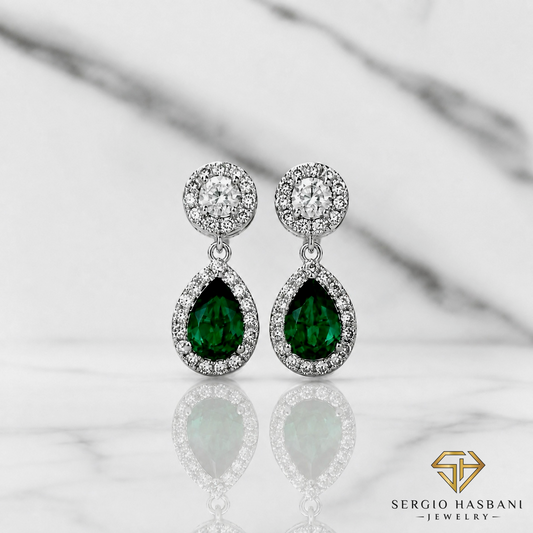 10K EMA ROYAL VVS Lab Diamond & Emerald Earrings