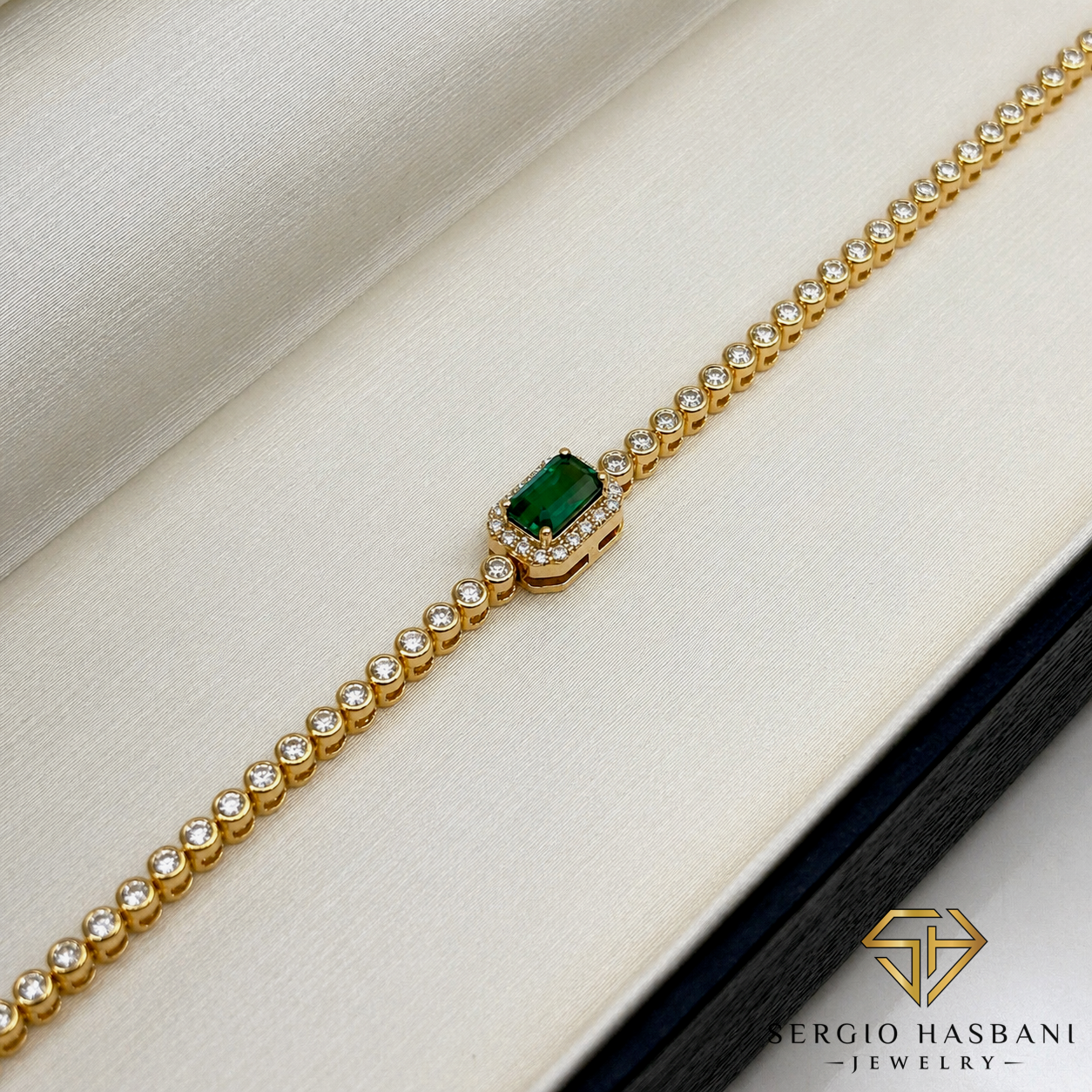10K EMIRA Lab Diamond & Emerald Bracelet