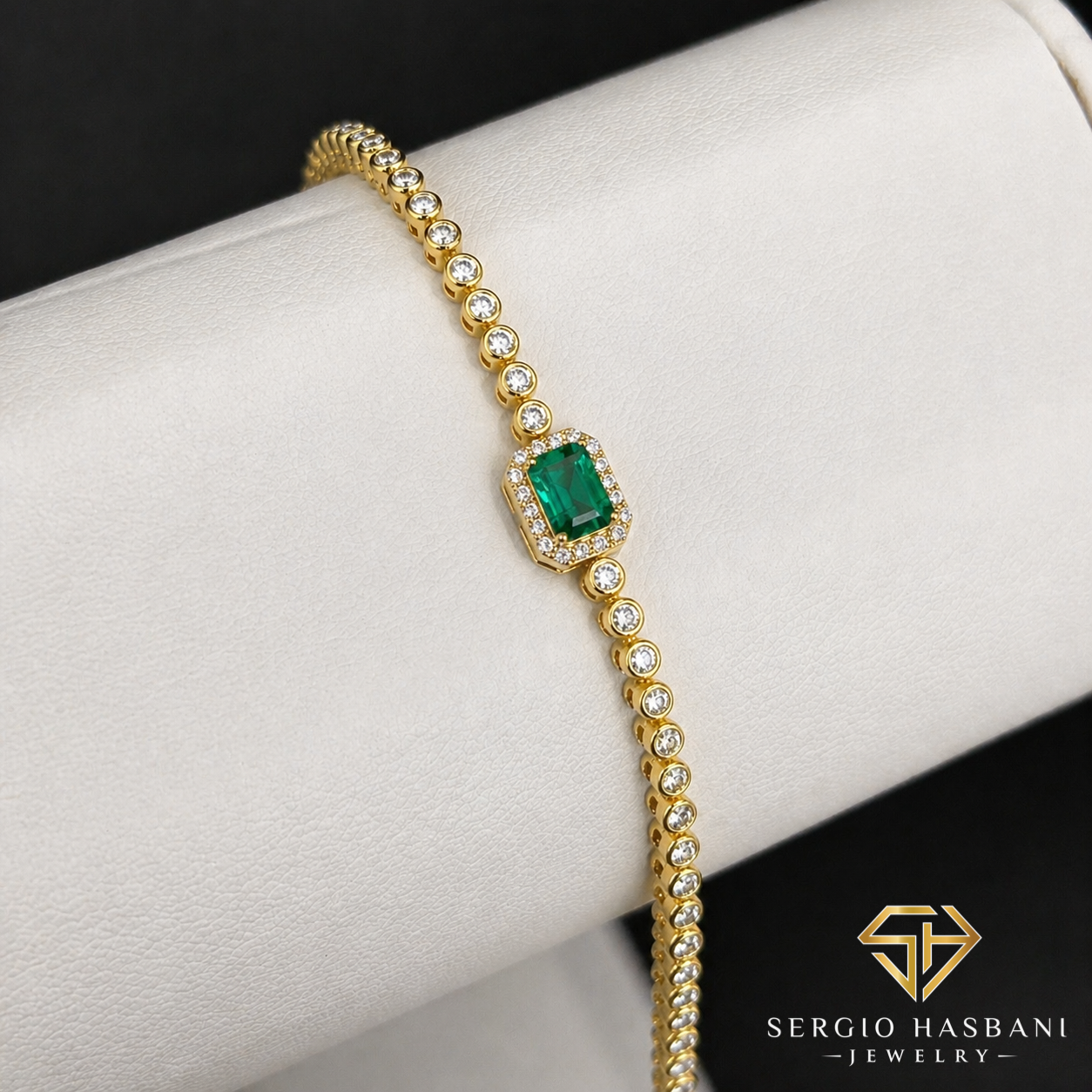 10K EMIRA Lab Diamond & Emerald Bracelet