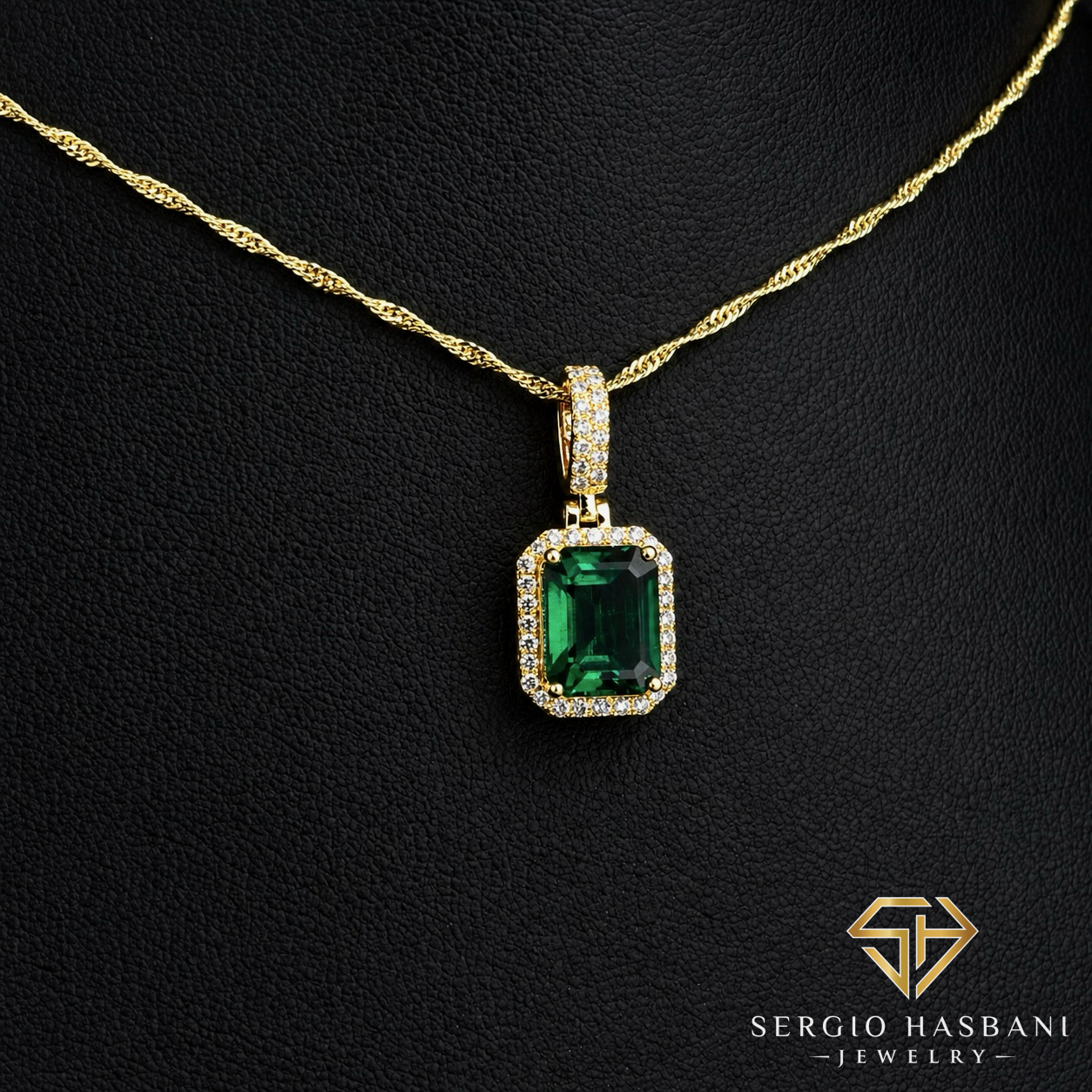 10K EMIRI Lab Diamond & Emerald Necklace