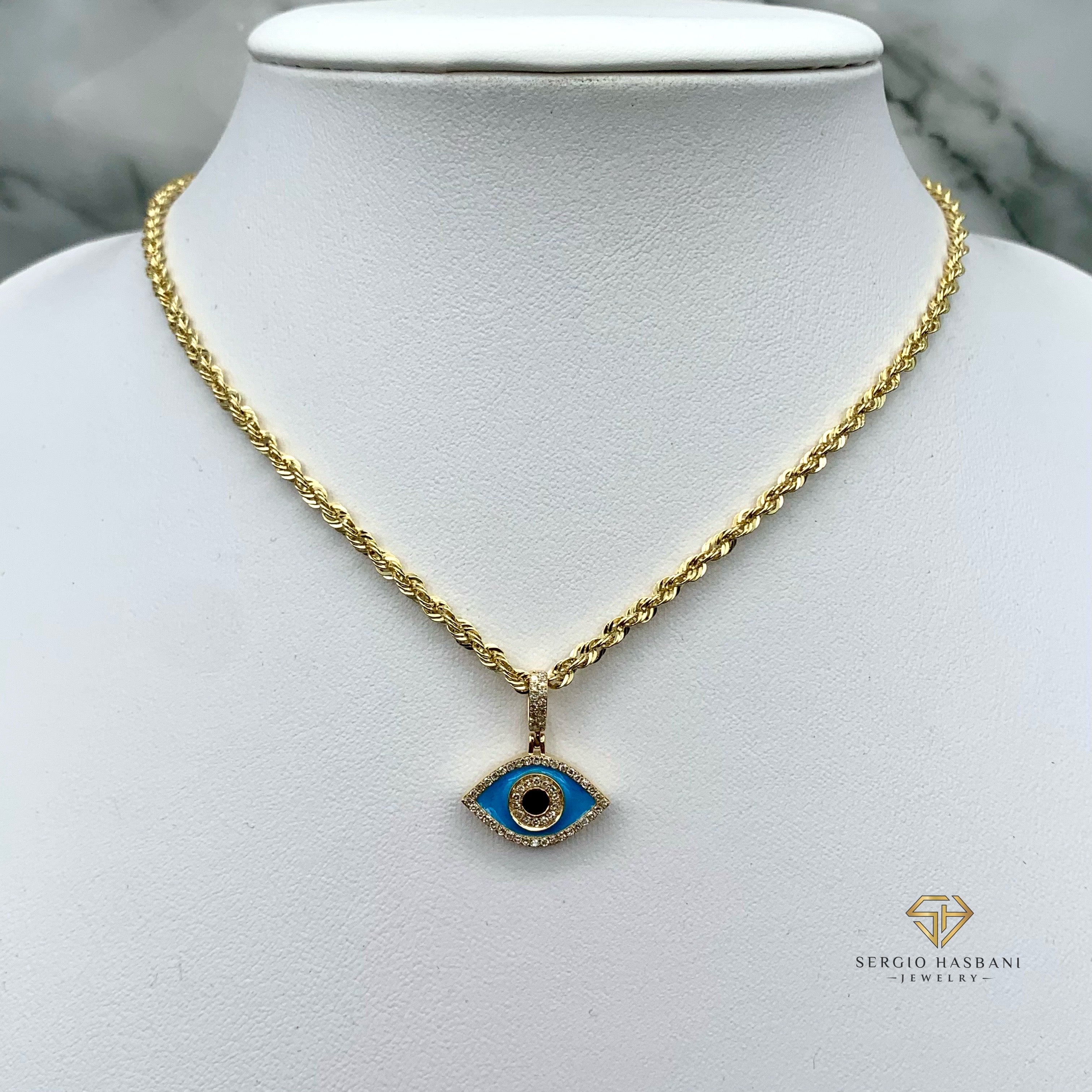 Kay Diamond Evil Eye Necklace 1/10 ct tw Round-cut Sterling Silver & 10K  Yellow Gold 18