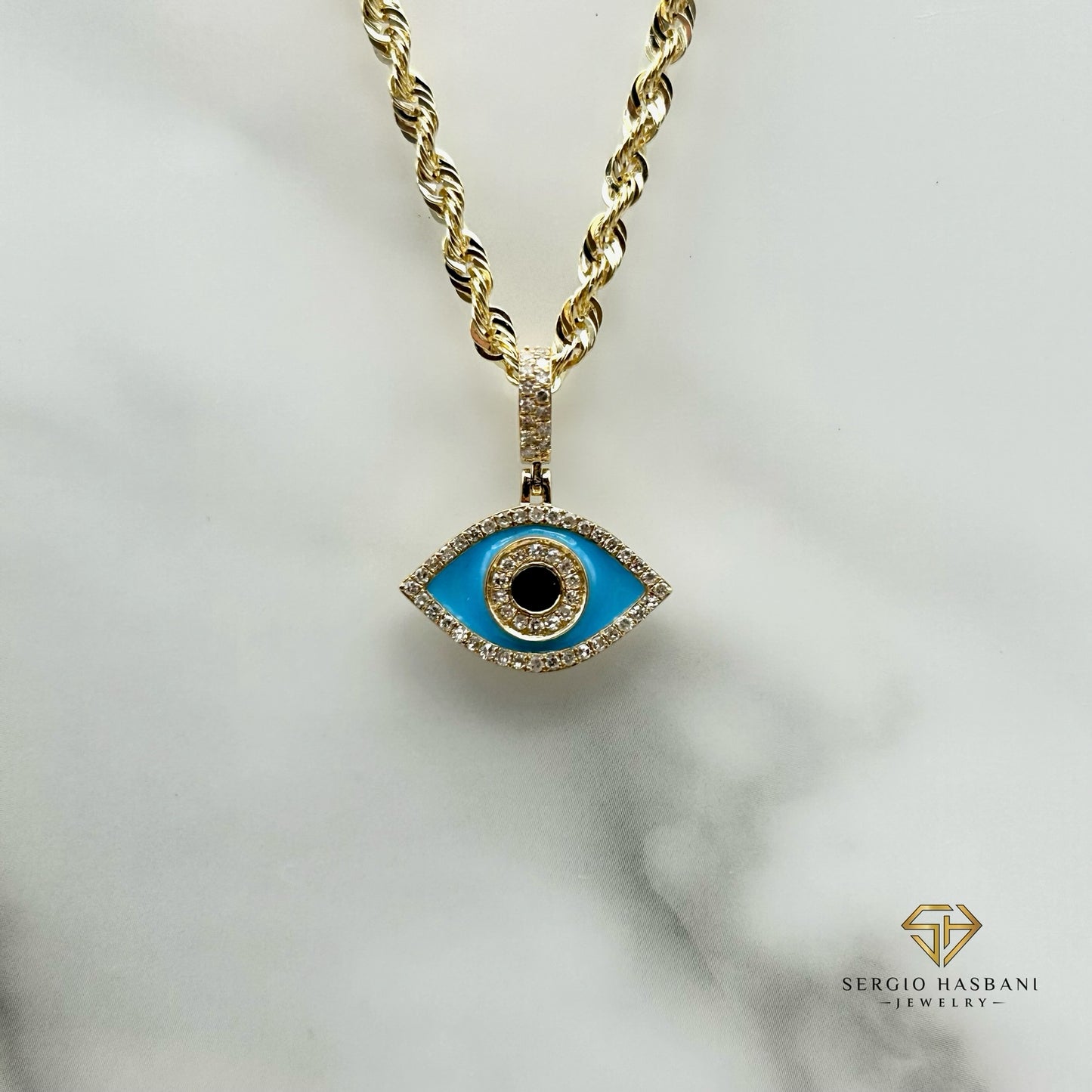 10K EVIL EYE Diamond Pendant