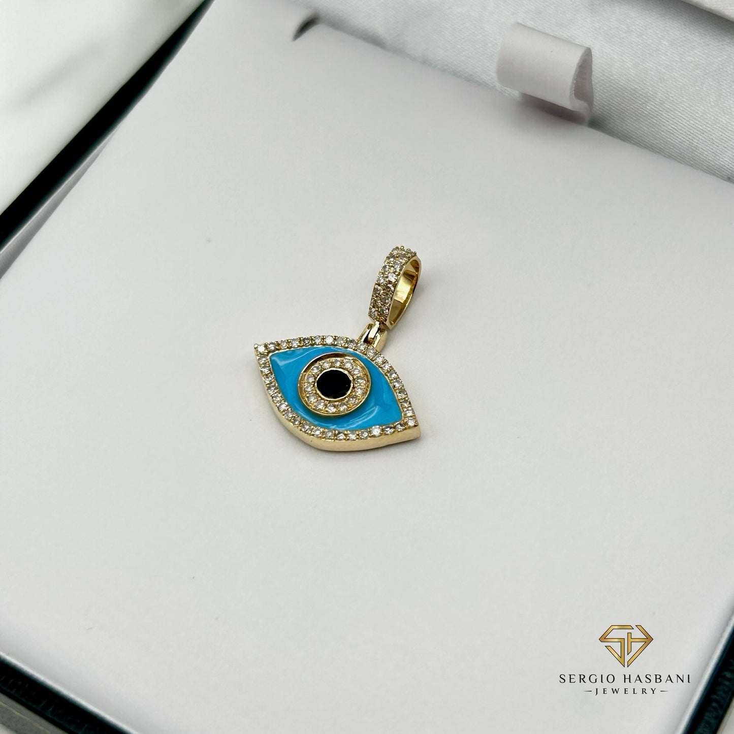 10K EVIL EYE Diamond Pendant