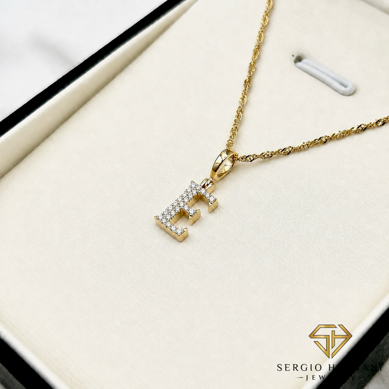 10K VVS Lab Diamond ''E'' Letter Pendant