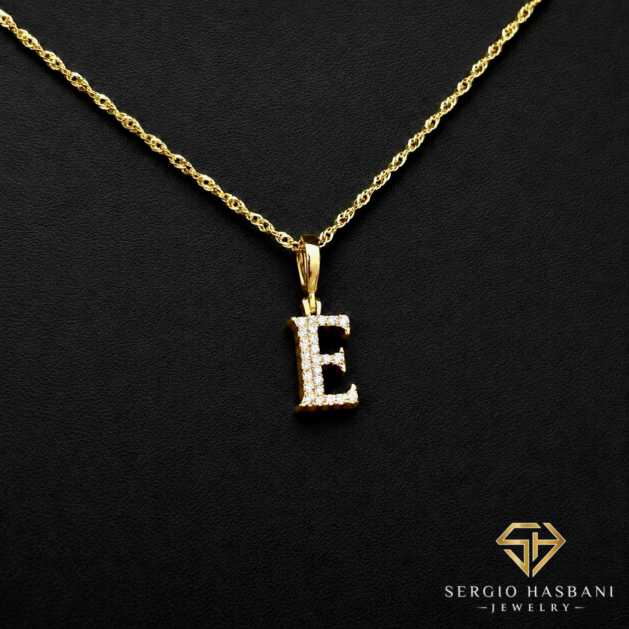 10K VVS Lab Diamond ''E'' Letter Pendant