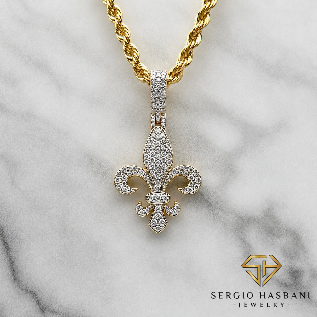 10K FLEUR DE LYS Diamond Pendant