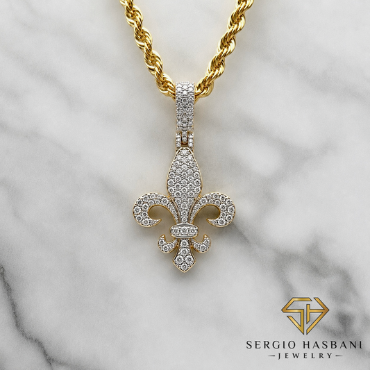 10K FLEUR DE LYS Diamond Pendant