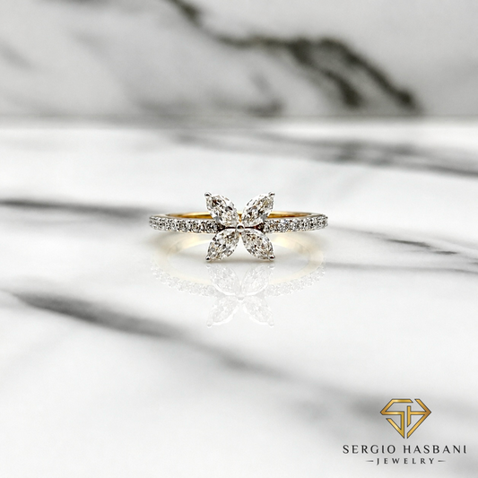 10K FLOWER2 VVS Lab Diamond Ring