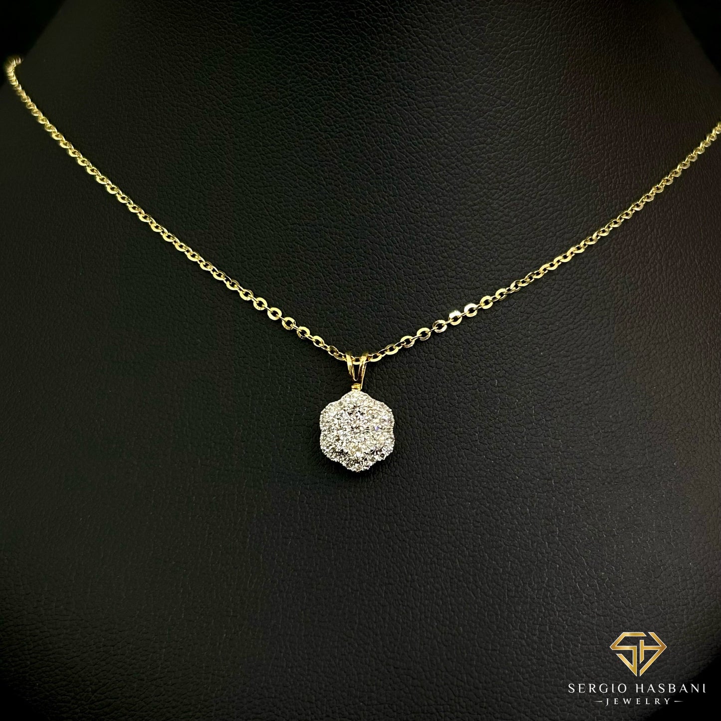 10K FLOWER CLUSTER Diamond Necklace