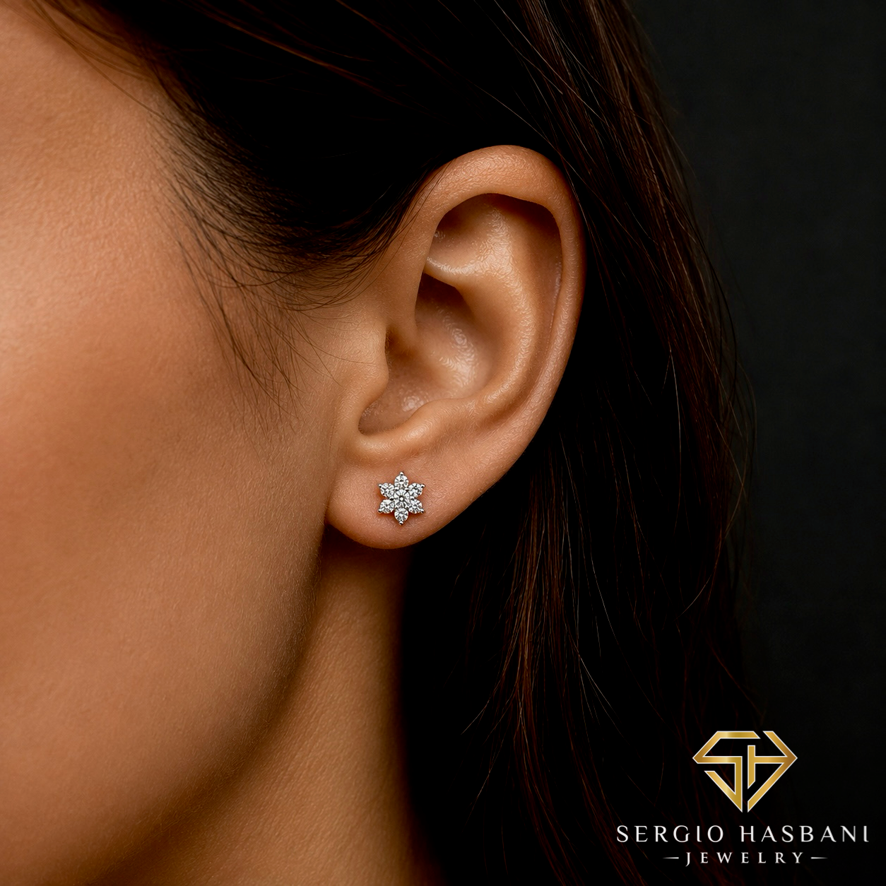 10K FLOWER VVS Lab Diamond Earrings