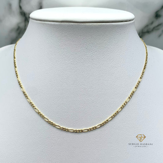 10K 2Tone Solid Figaro Necklace