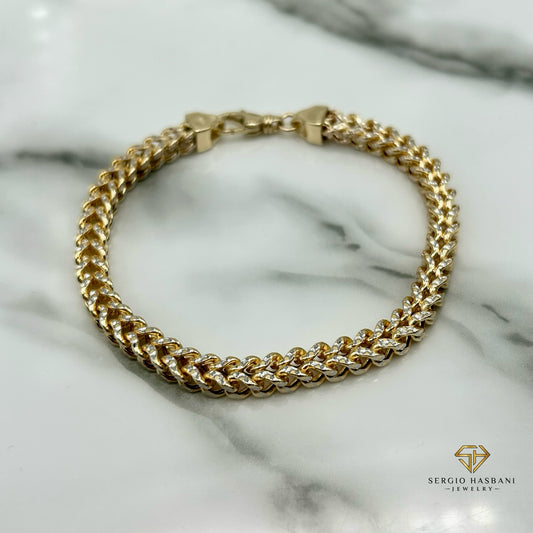 10K 5.5MM Franco Bracelet 2tone Diamond Cut