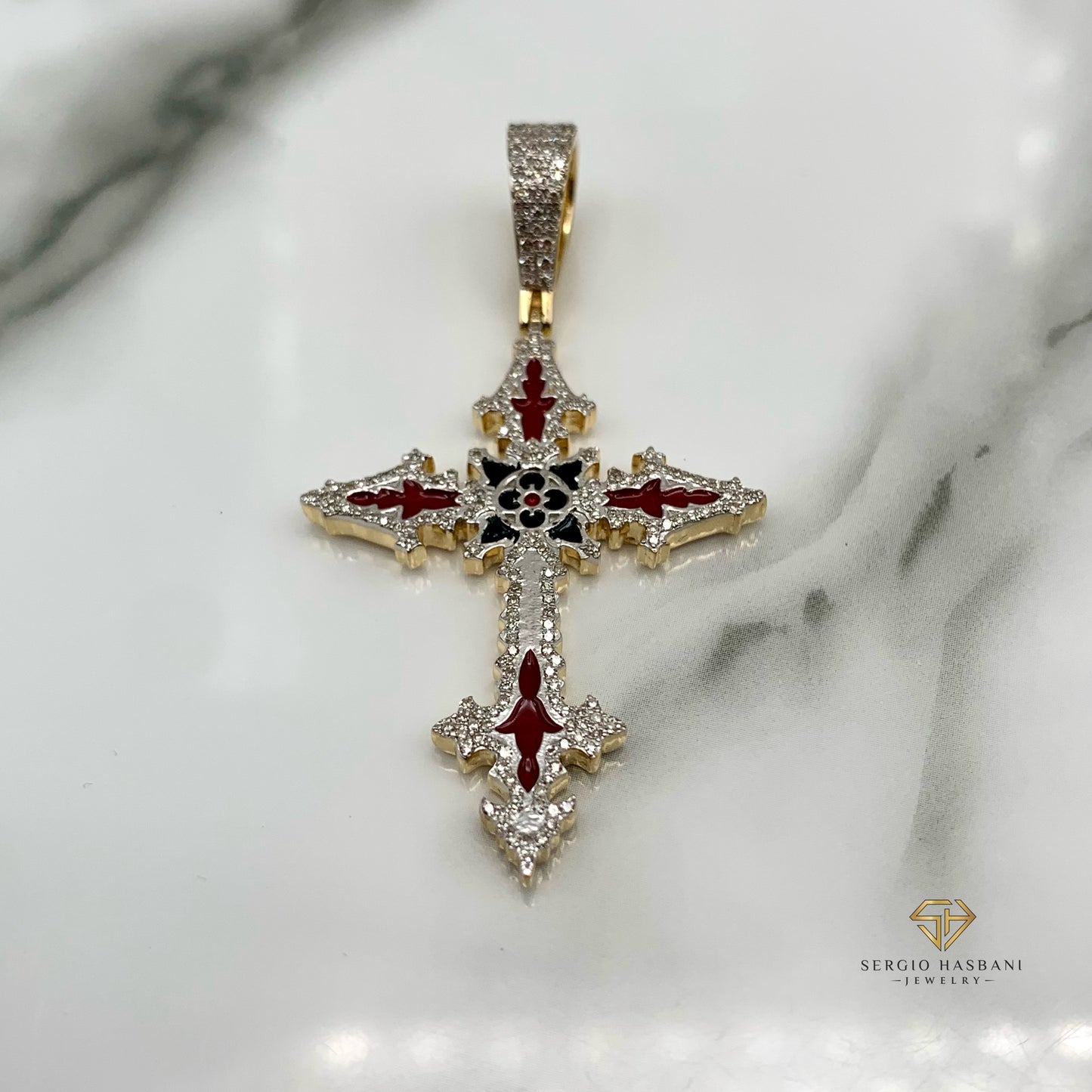 10K GOTHIKA Diamond Cross Pendant