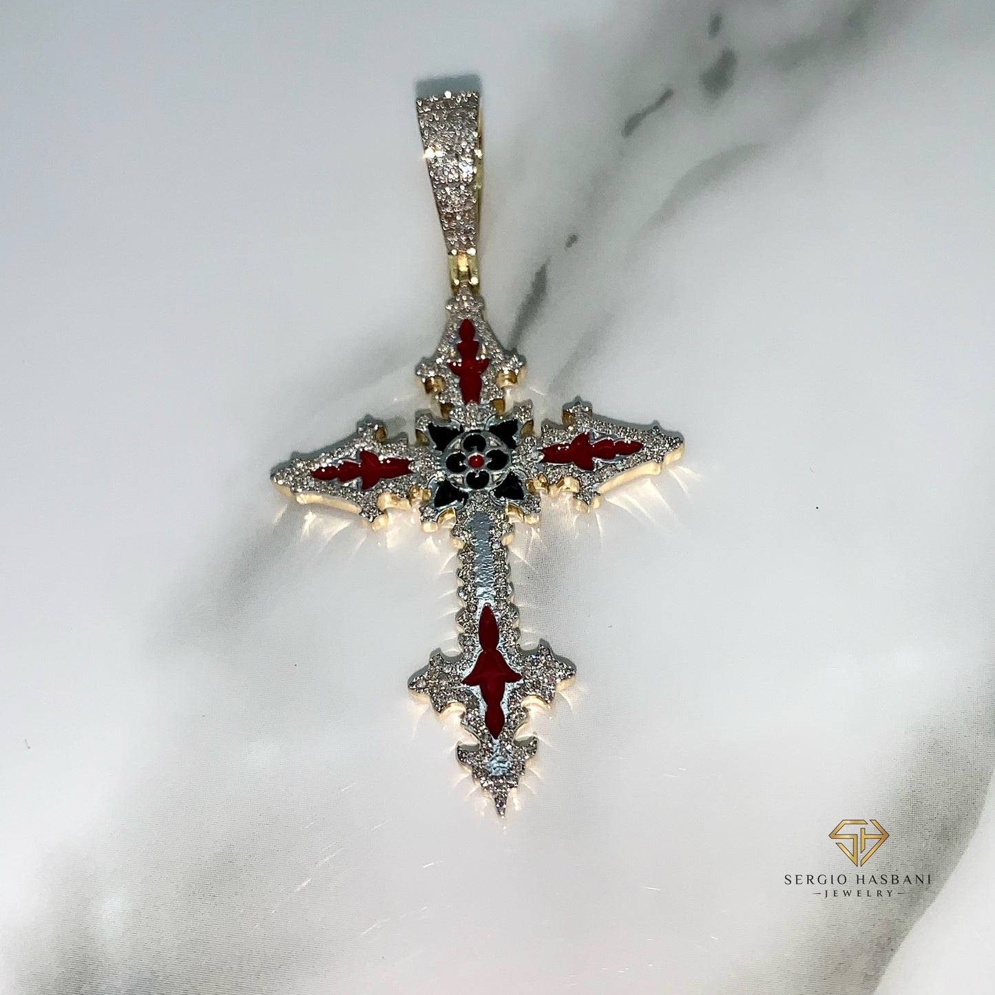 10K GOTHIKA Diamond Cross Pendant