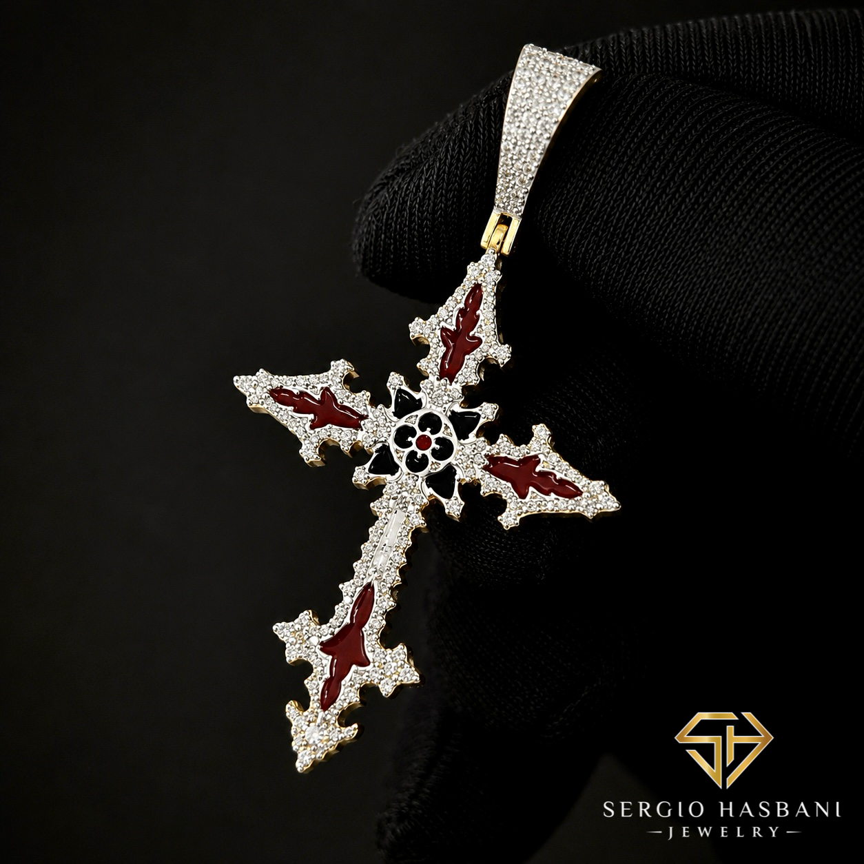10K GOTHIKA Diamond Cross Pendant