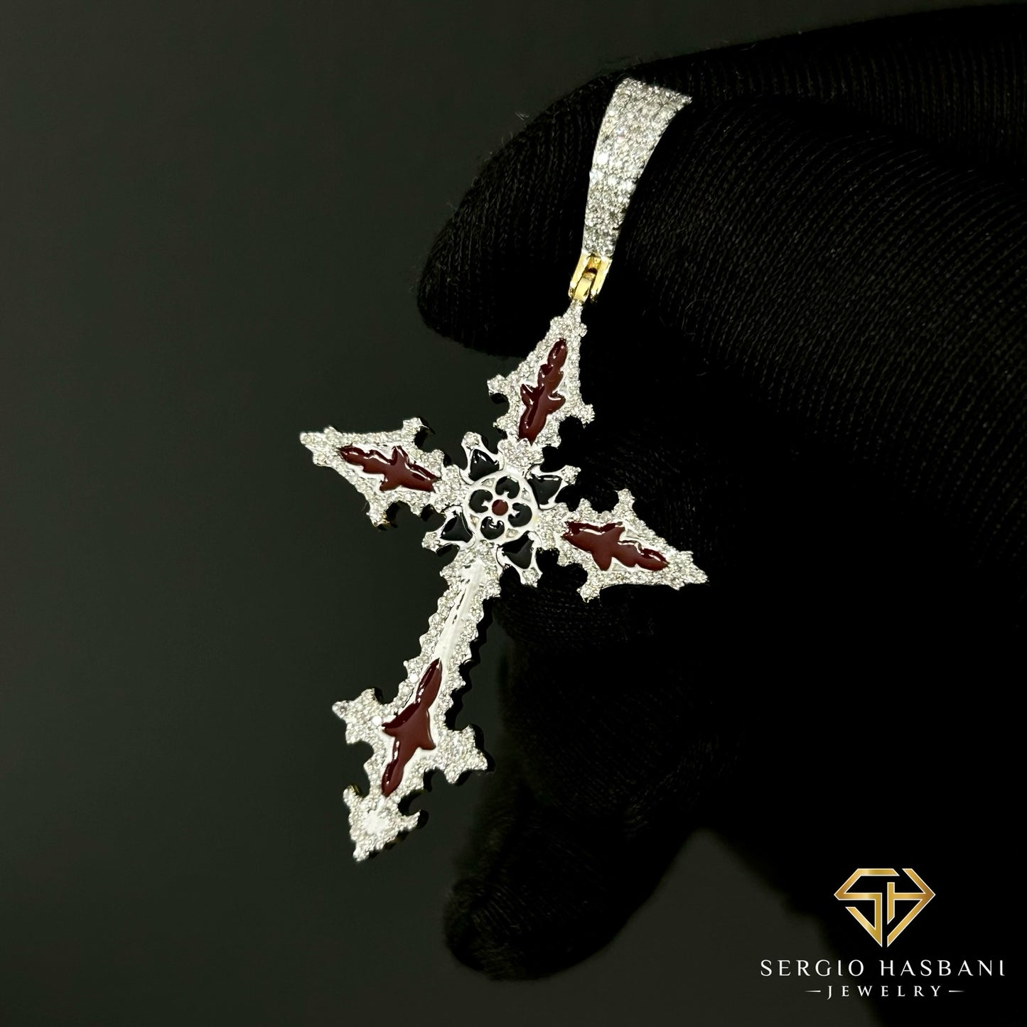 10K GOTHIKA Diamond Cross Pendant