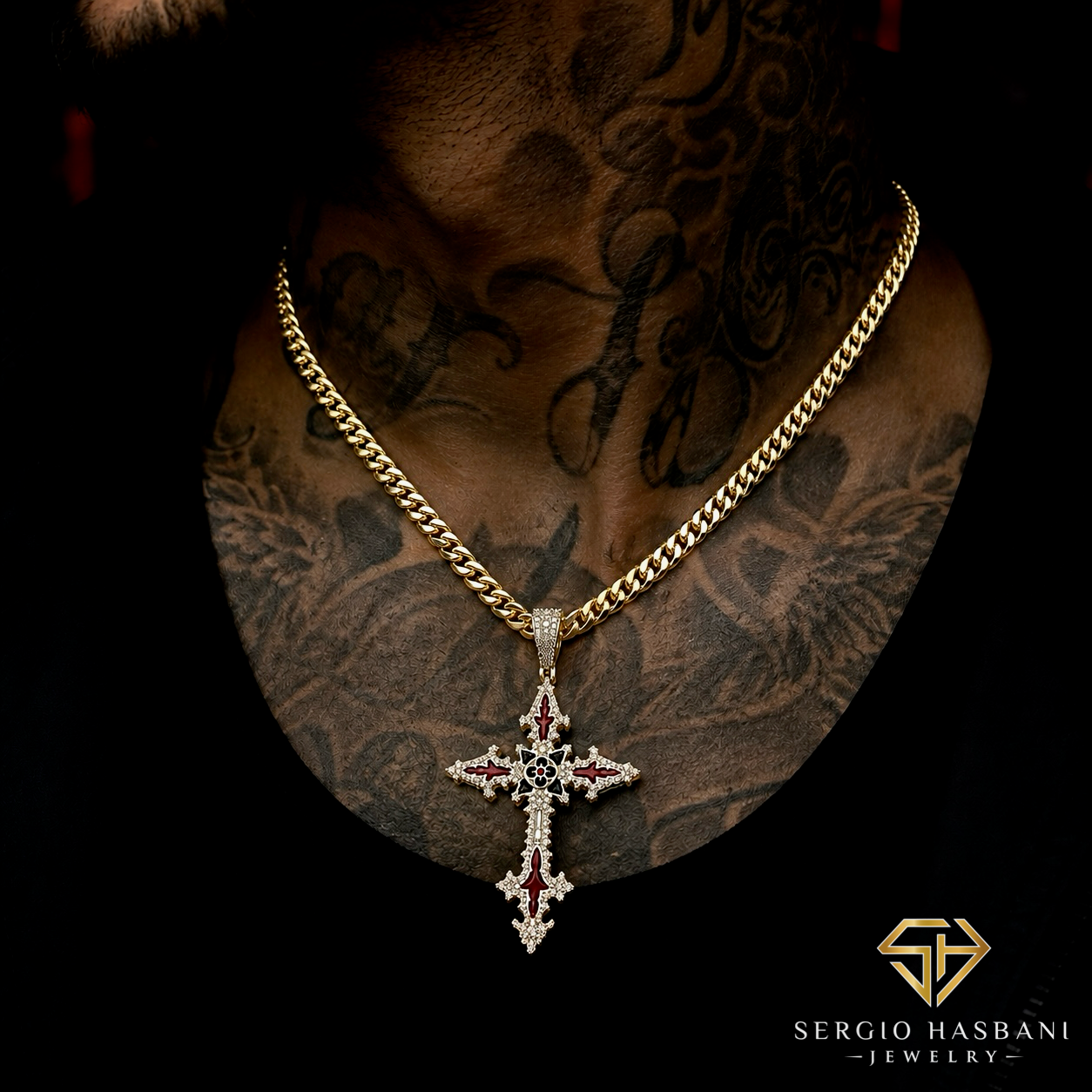 10K GOTHIKA Diamond Cross Pendant
