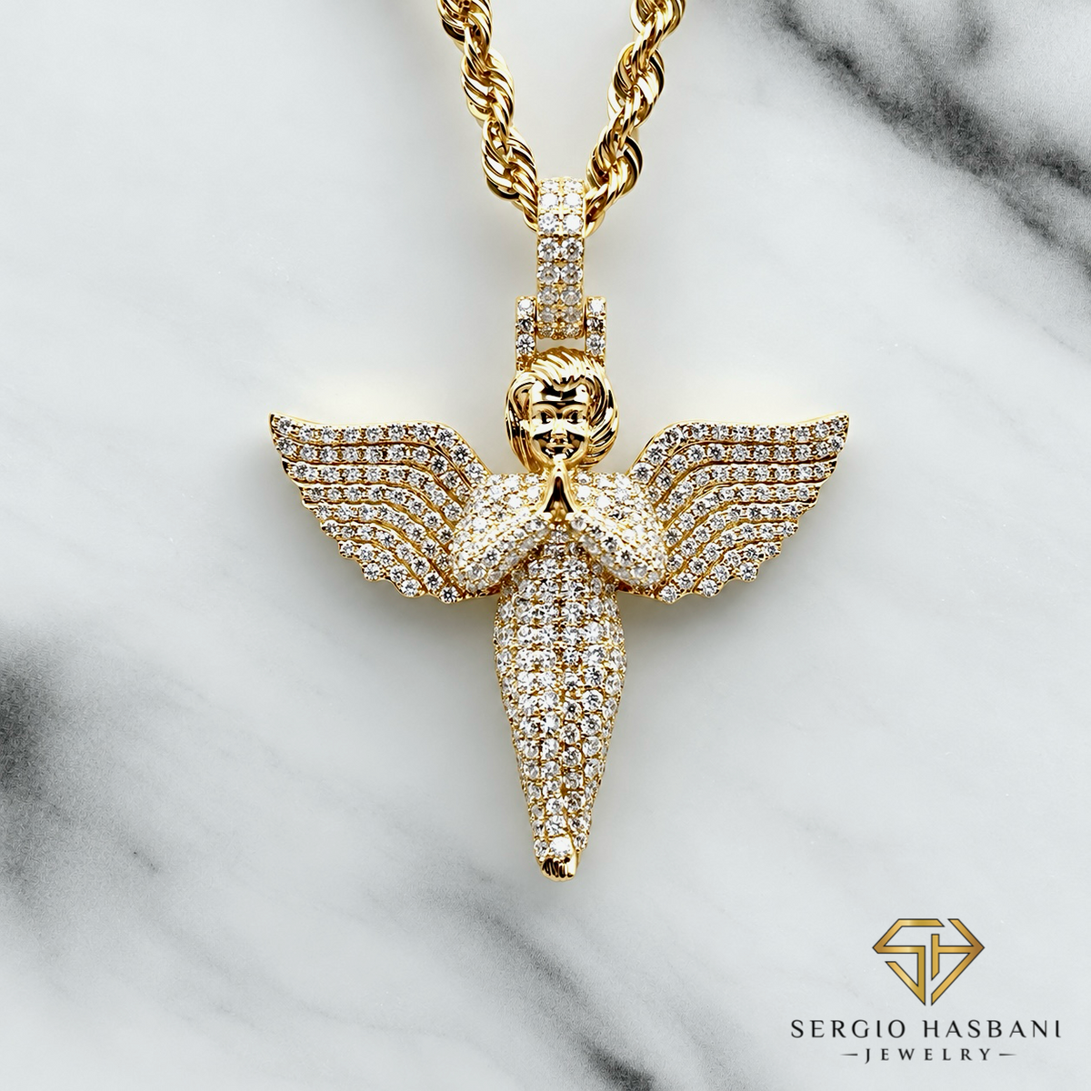 10K GUARDIAN Angel VVS Lab Diamond Pendant