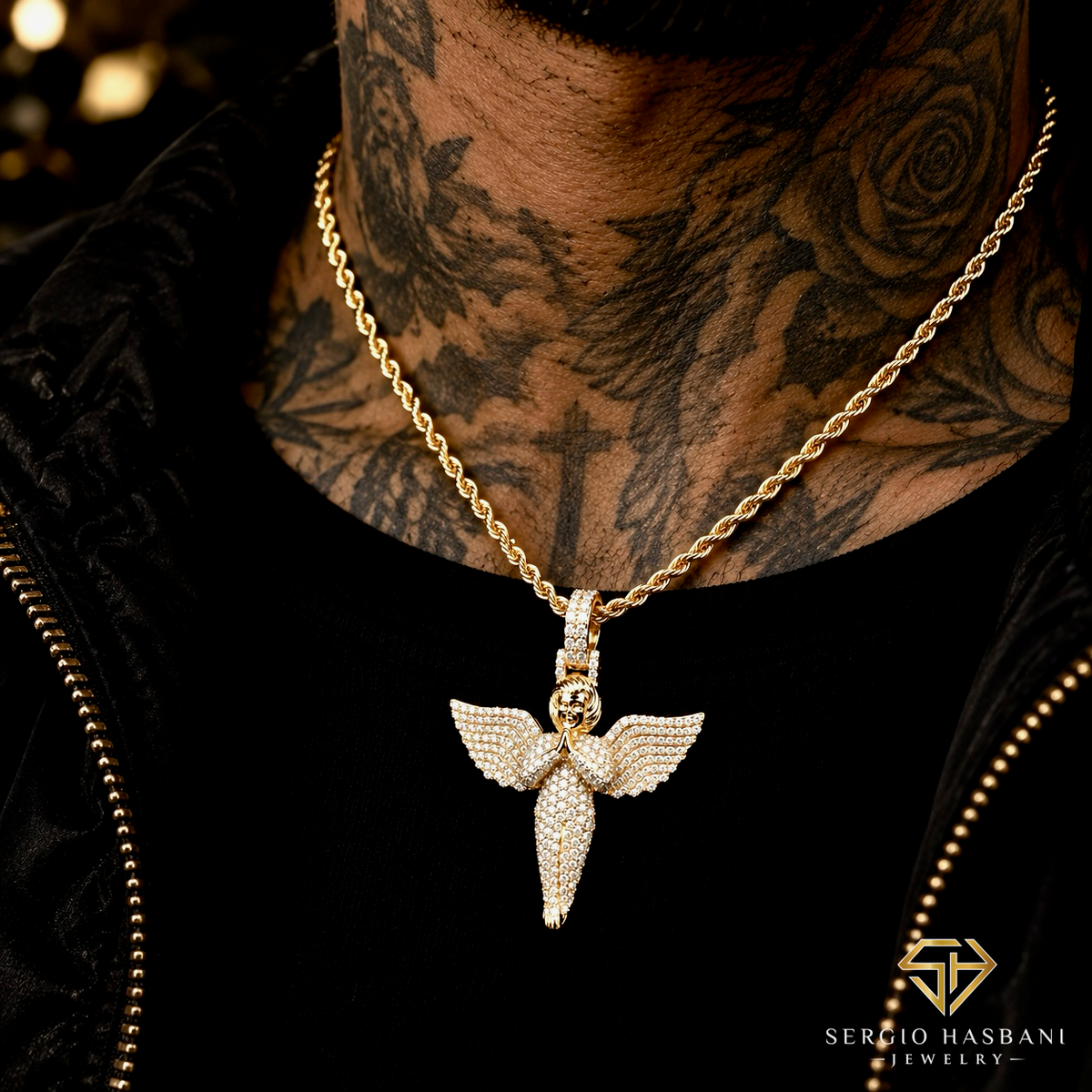 10K GUARDIAN Angel VVS Lab Diamond Pendant