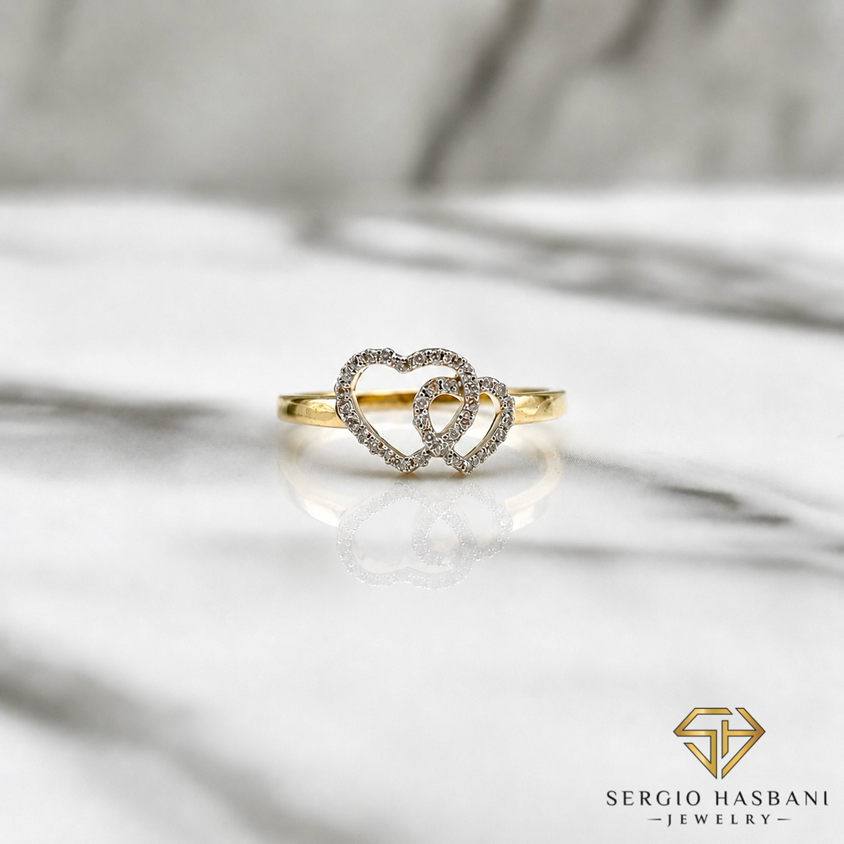 10K HEART3 Diamond Ring