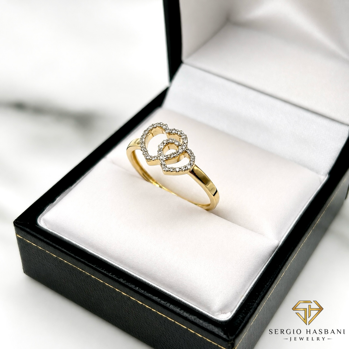 10K HEART3 Diamond Ring