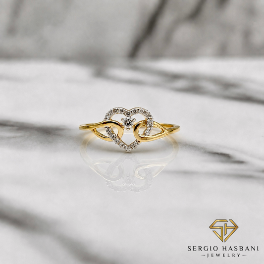 10K HEART4 Diamond Ring