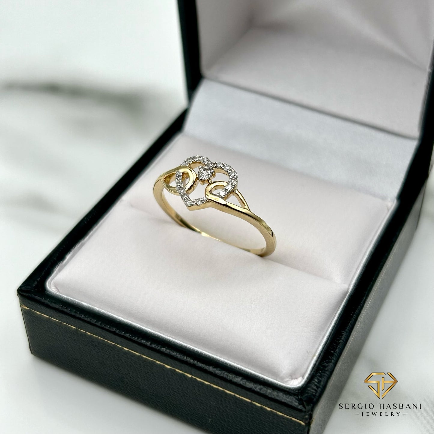 10K HEART4 Diamond Ring