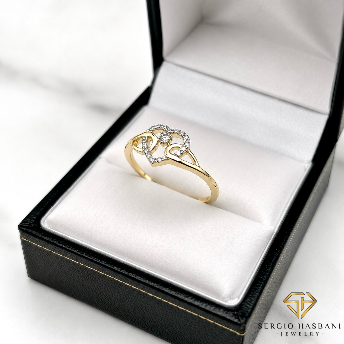 10K HEART4 Diamond Ring