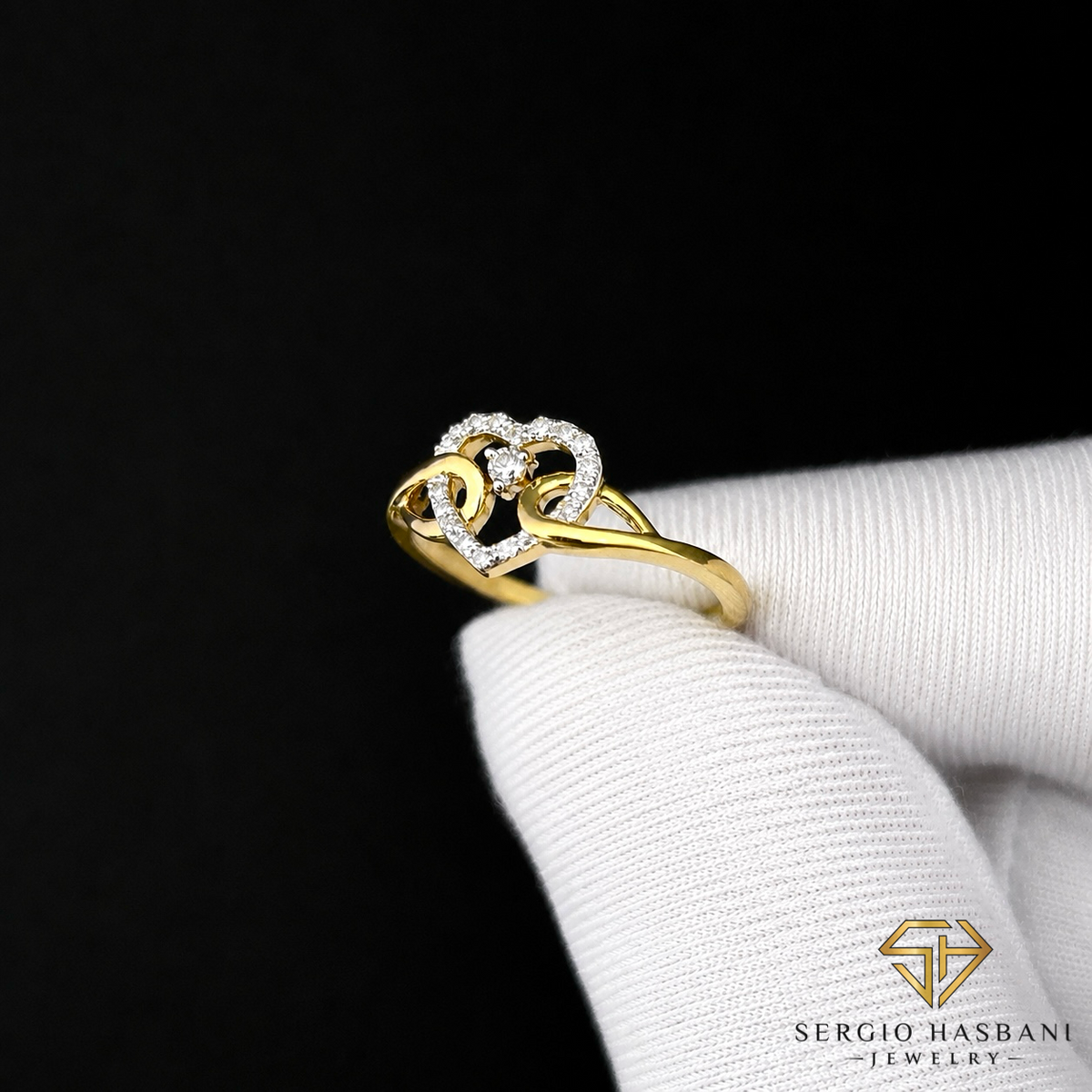 10K HEART4 Diamond Ring