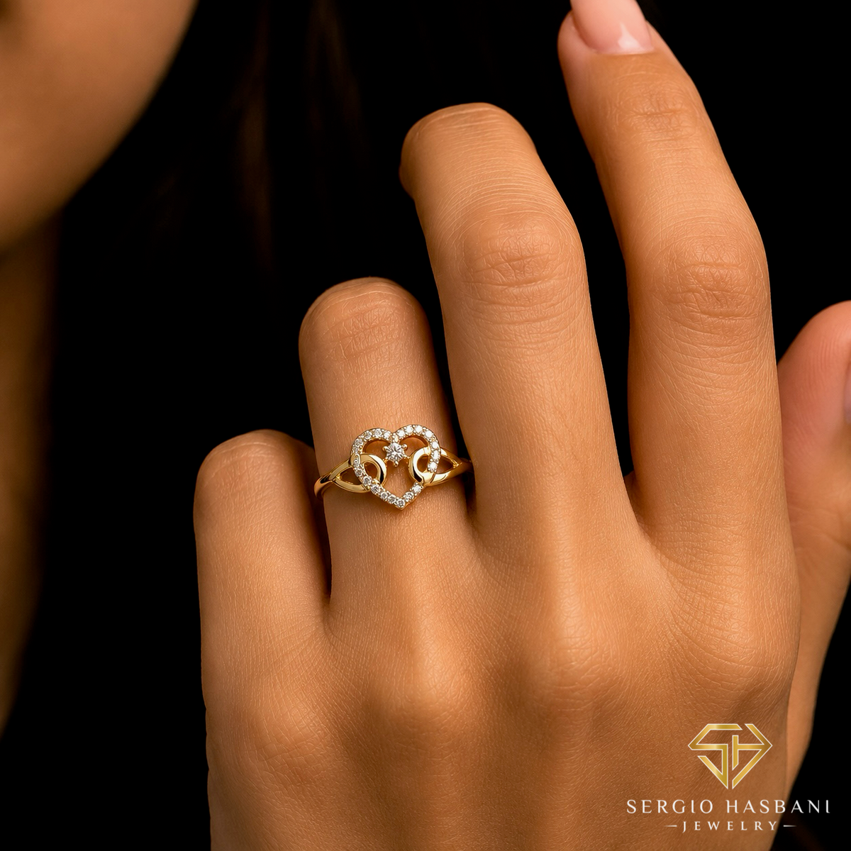 10K HEART4 Diamond Ring