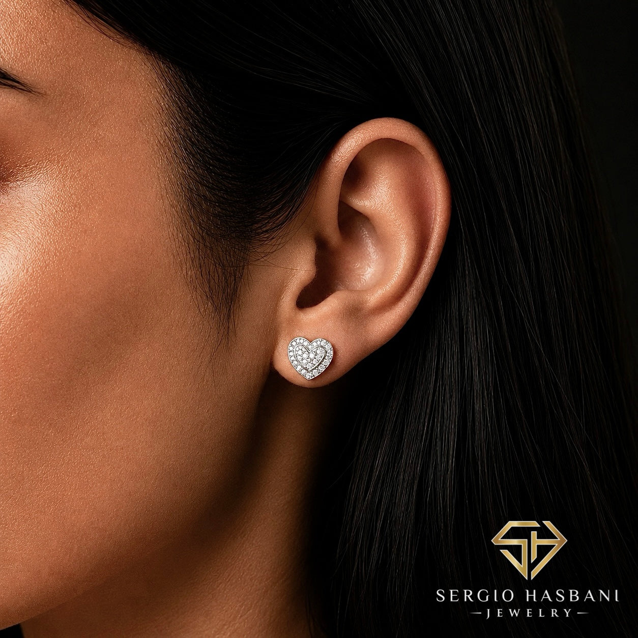 10K HEART4 VVS Diamond Earrings