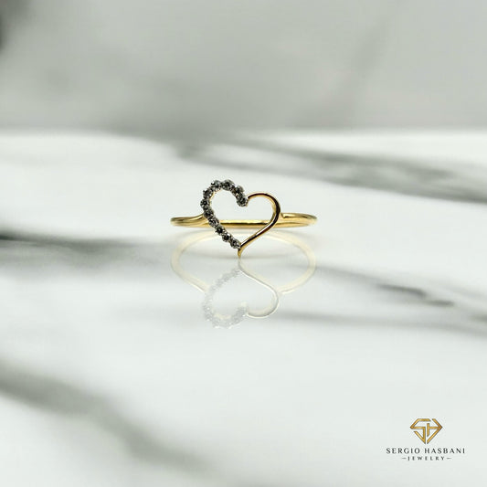 10K HEART5 Diamond Ring