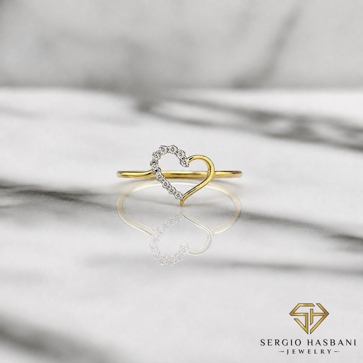 10K HEART5 Diamond Ring