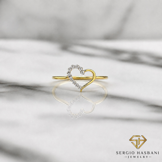 10K HEART5 Diamond Ring
